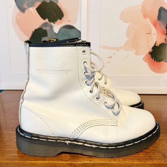 Dr. Martens Shoes - Dr. Martens Vtg Made In England White Leather High Top Boots 7